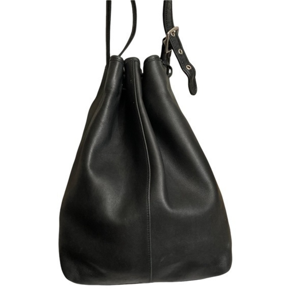 Coach vintage black leather drawstring bucket bag 9166 RARE